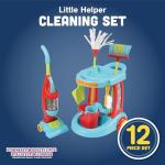 Constructive Playthings Little Helper 12-Piece Kids Cleaning Set with Toy Vacuum, Cart, Broom, and Mop, Pretend Play Toddler Cleaning Toy Set for Kids Ages 3+, Multicolor