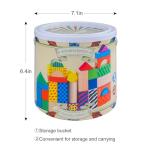 Offelec 50 Pcs Wooden Building Blocks Set with Storage Bucket, Montessori Stacking Blocks & Shape Sorting Toys for Toddlers, Preschool Learning Toys for Boys & Girls, Kids Brightly Colored Blocks