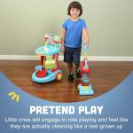 Constructive Playthings Little Helper 12-Piece Kids Cleaning Set with Toy Vacuum, Cart, Broom, and Mop, Pretend Play Toddler Cleaning Toy Set for Kids Ages 3+, Multicolor