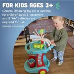 Constructive Playthings Little Helper 12-Piece Kids Cleaning Set with Toy Vacuum, Cart, Broom, and Mop, Pretend Play Toddler Cleaning Toy Set for Kids Ages 3+, Multicolor