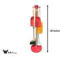 JustForKids Wooden Detachable Kids Cleaning Set - Duster, Brush, Mop, Broom and Hanging Stand Play - Housekeeping Kit - STEM Toys for Toddlers Girls & Boys, Total 6 Pieces,Multi Color,10071