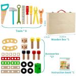 Kids Tool Set Wooden Toddler Play Tools Set with Tool Box, Montessori Educational Learning Toys STEM Construction Building Toy for 3 4 5 6 7 8 Years Old Kids Birthday Gifts for Boys and Girls