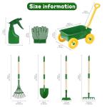 Duckura Kids Gardening Tools Set - 7pcs Wheelbarrow Set Outdoor Toy for Kids with Shovel, Rake, Leaf Rake, Yard Digging Weed Toys, Christmas Birthday Gifts for Boys Girls Age 2 3+Years Old(Yellow)