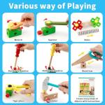 Kids Tool Set Wooden Toddler Play Tools Set with Tool Box, Montessori Educational Learning Toys STEM Construction Building Toy for 3 4 5 6 7 8 Years Old Kids Birthday Gifts for Boys and Girls