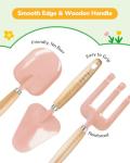 Grenebo Kids Gardening Set Toys, Quality Garden Tool Kit for Kids and Toddlers, Includes Two Shovels, Garden hat,Rake, Apron,Gloves, Watering Can, and Tool Bag (Pink)