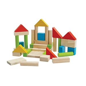 PlanToys® 40 Unit Blocks Wooden Montessori Building and Stacking Toy | Early STEM, Fine Motor, Creativity and Problem Solving Activity | Eco Friendly Educational Open Ended Play Set