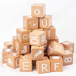 ANWoRLeT Wooden Blocks,ABC Building Blocks,Wooden Alphabet Baby Blocks,Counting & Building Block Set,Blocks Toys for 3+ Year Old,1.18inch,Gifts