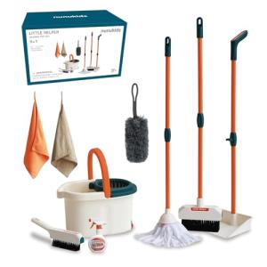 nunukids Toddler Cleaning Set - Realistic Cleaning Set for Toddlers 1-3 - Engaging Kids Broom and Dustpan Set - Safe Toddler Broom and Cleaning Set Toys - Perfect Kids Mop and Broom Set