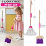 Masthome 8 Pieces Kids Cleaning Set,Wooden Cleaning Toys for Kids Broom Dustpan Mop Brush Duster Rag Sponge and Hanging Stand,Skill Developmental Pretend Play Kit for Toddlers,Children