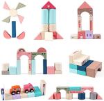 CICITOYWO Wooden Building Blocks Set Wood Kids Construction Stacker Stacking Preschool Learning Educational Preschool Toys Kit for Toddler 3+ Year Old Boy and Girl Gifts