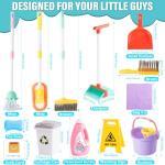 TUZT 14PCS Toddler Kids Cleaning Toy Set, Kids Adjustable Mop Broom & Dustpan Set, House Cleaning Tool Toys for Toddlers 1-3,Montessori Learning Pretend Play Gift for Girl Boy 1-3-5 Year Old Clean Toy