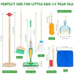 WOODMAM Wooden Kids Cleaning Set with Spray Mop, Montessori Cleaning Toys Real Water Sprayer and Toddler Broom Mop Set, Housework Pretend Play Toy Gift for Boys Girls Ages 3+