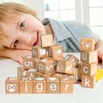 ANWoRLeT Wooden Blocks,ABC Building Blocks,Wooden Alphabet Baby Blocks,Counting & Building Block Set,Blocks Toys for 3+ Year Old,1.18inch,Gifts