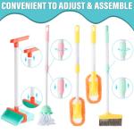 TUZT 14PCS Toddler Kids Cleaning Toy Set, Kids Adjustable Mop Broom & Dustpan Set, House Cleaning Tool Toys for Toddlers 1-3,Montessori Learning Pretend Play Gift for Girl Boy 1-3-5 Year Old Clean Toy