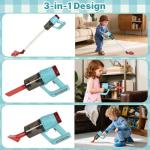 3-in-1 Kids Cleaning Toy Set, Working Toy Vacuum with Real Suction, Toddler Broom & Mop, Pretend Home Cleaning Kit for Boys & Girls Ages 3+