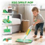 WOODMAM Wooden Kids Cleaning Set with Spray Mop, Montessori Cleaning Toys Real Water Sprayer and Toddler Broom Mop Set, Housework Pretend Play Toy Gift for Boys Girls Ages 3+