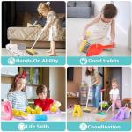 TUZT 14PCS Toddler Kids Cleaning Toy Set, Kids Adjustable Mop Broom & Dustpan Set, House Cleaning Tool Toys for Toddlers 1-3,Montessori Learning Pretend Play Gift for Girl Boy 1-3-5 Year Old Clean Toy
