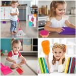 Masthome 8 Pieces Kids Cleaning Set,Wooden Cleaning Toys for Kids Broom Dustpan Mop Brush Duster Rag Sponge and Hanging Stand,Skill Developmental Pretend Play Kit for Toddlers,Children