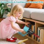 3-in-1 Kids Cleaning Toy Set, Working Toy Vacuum with Real Suction, Toddler Broom & Mop, Pretend Home Cleaning Kit for Boys & Girls Ages 3+