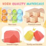 36PCS Wooden Stacking Rocks Building Blocks, Montessori Toys for 3 4 5 year old Stacking Game Sensory Preschool Learning Activities, Balancing Stones Birthday Gifts for Kids 3-5 Easter Basket Stuffers