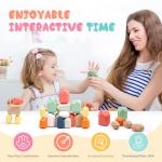 36PCS Wooden Stacking Rocks Building Blocks, Montessori Toys for 3 4 5 year old Stacking Game Sensory Preschool Learning Activities, Balancing Stones Birthday Gifts for Kids 3-5 Easter Basket Stuffers