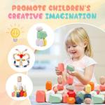 36PCS Wooden Stacking Rocks Building Blocks, Montessori Toys for 3 4 5 year old Stacking Game Sensory Preschool Learning Activities, Balancing Stones Birthday Gifts for Kids 3-5 Easter Basket Stuffers