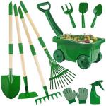 Duckura Kids Gardening Tools Set - 10pcs Wheelbarrow Set for Kids with Shovel, Rake, Leaf Rake, Summer Outdoor Yard Digging Weed Toys, Christmas Birthday Gifts for Boys Girls Age 2 3+ Years Old(Green)