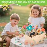 GNAYUIJ Wooden Pretend Play Toy Gardening Box-30 Pieces Wood Flower & Garden Tool Sets for Toddler 3 4 5 6 Year Old,Kids Educational Learning Toy,Girls Birthday Gift