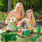 Duckura Kids Gardening Tools Set - 10pcs Wheelbarrow Set for Kids with Shovel, Rake, Leaf Rake, Summer Outdoor Yard Digging Weed Toys, Christmas Birthday Gifts for Boys Girls Age 2 3+ Years Old(Green)