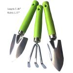 Mini Kids Garden Tool Set for Toddler with Trowel, Cultivator, Transplanter 3 Piece Mental Hand Tools (Green)