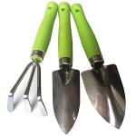 Mini Kids Garden Tool Set for Toddler with Trowel, Cultivator, Transplanter 3 Piece Mental Hand Tools (Green)