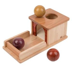 Adena Montessori Wooden Toy for 6-12 Month Baby 3 Balls,Object Permanence Box Made of Natrual Wood, Colorful Learning Education Toy for Toddler Kid 1-2 Year Old, Preschool Developmental Gift Typical