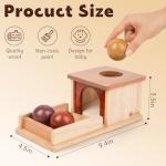 Adena Montessori Wooden Toy for 6-12 Month Baby 3 Balls,Object Permanence Box Made of Natrual Wood, Colorful Learning Education Toy for Toddler Kid 1-2 Year Old, Preschool Developmental Gift Typical