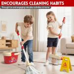 Siwuoke Kids Cleaning Toy Set, Educational Pretend Play Cart with 29 Pcs, Detachable Housekeeping Tools for Toddlers