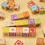 SainSmart Jr. Wooden Alphabet Blocks 1.73 Inch, 30Pcs Building Blocks Including Letters, Numbers and Animals, Montessori Wooden Blocks for Preschool Toddlers