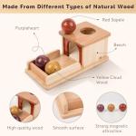 Adena Montessori Wooden Toy for 6-12 Month Baby 3 Balls,Object Permanence Box Made of Natrual Wood, Colorful Learning Education Toy for Toddler Kid 1-2 Year Old, Preschool Developmental Gift Typical