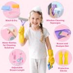 deAO Kids Cleaning Toy Set Toddler Broom and Cleaning Set 16 Pcs Kids' Toy Vacuum Cleaner Pretend Play Children House Cleaning Toys Birthday Gift for Girls and Boys