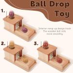Adena Montessori Wooden Toy for 6-12 Month Baby 3 Balls,Object Permanence Box Made of Natrual Wood, Colorful Learning Education Toy for Toddler Kid 1-2 Year Old, Preschool Developmental Gift Typical