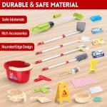 Siwuoke Kids Cleaning Toy Set, Educational Pretend Play Cart with 29 Pcs, Detachable Housekeeping Tools for Toddlers