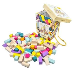 CUBIKA 100 Piece Wooden Blocks Construction Kit– Montessori-Inspired Stacking Toy for Toddlers and Kids– Durable Wooden Blocks for Creativity, Fine Motor Skills, and Early Learning