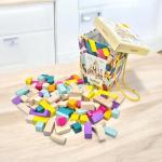 CUBIKA 100 Piece Wooden Blocks Construction Kit– Montessori-Inspired Stacking Toy for Toddlers and Kids– Durable Wooden Blocks for Creativity, Fine Motor Skills, and Early Learning