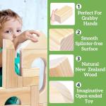 Migargle Large Wooden Building Blocks Set - Educational Preschool Learning Toys with Wooden Storage Box, Toddler Blocks Building and Stacking Toys for 3+ Year Old Boy and Girl Gifts
