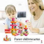 OESSUF Stacking Rocks 26Pcs Stacking Blocks Balancing Stones Wooden Building Toys Wood Stone Stacking Game for Toddler Sorting Preschool Educational Montessori Stacking Rocks for Kids