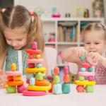 OESSUF Stacking Rocks 26Pcs Stacking Blocks Balancing Stones Wooden Building Toys Wood Stone Stacking Game for Toddler Sorting Preschool Educational Montessori Stacking Rocks for Kids