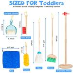 Wooden Kids Cleaning Set for Toddlers,8 Pieces Montessori Cleaning Toys with Kids Broom and Mop Set, Housework Pretend Play Toy Gift for Boys Girls Ages 3+