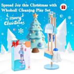 WHOHOLL Wooden Kids Cleaning Toy Set, Montessori Toys for Toddlers 3-5, Housekeeping Play Set Includes Broom Mop Duster Dustpan Sponge and Organizing Stand, Christmas Birthday Gifts for Boys Girls