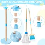 WHOHOLL Wooden Kids Cleaning Toy Set, Montessori Toys for Toddlers 3-5, Housekeeping Play Set Includes Broom Mop Duster Dustpan Sponge and Organizing Stand, Christmas Birthday Gifts for Boys Girls