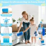 WHOHOLL Wooden Kids Cleaning Toy Set, Montessori Toys for Toddlers 3-5, Housekeeping Play Set Includes Broom Mop Duster Dustpan Sponge and Organizing Stand, Christmas Birthday Gifts for Boys Girls