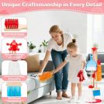 WHOHOLL Wooden Kids Cleaning Toy Set Toddler Broom and Dustpan Set for Housekeeping 9 Pcs Broom and Mop Set for Toddlers 3-5, Baby Cleaning Toys with Sponge, Christmas Birthday Gifts for Boys Girls