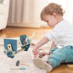 LEADER JOY Montessori Wooden Tools Toddler Educational Construction Kids Toys Sets Play Box Preschool Play Tool（Blue）